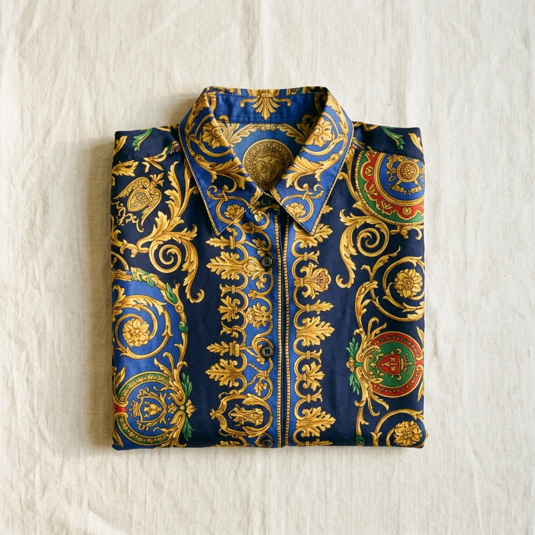 Vintage Versace Baroque Silk Shirt, 1990s